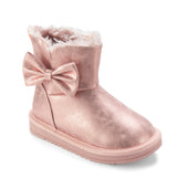 A'Dee Girls Pink Metallic Bow Ugg Boots